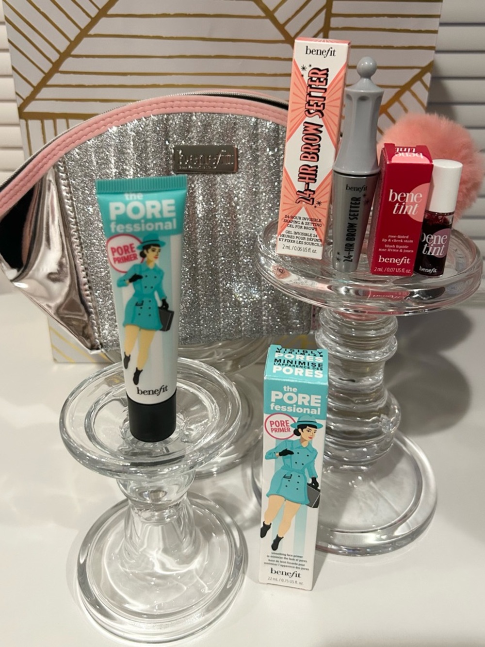 ✨ Benefit Beauty Set POREfessional Primer Brow Setter Benetint + Bag | New ✨